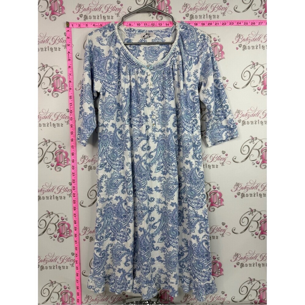 Aria dress button up style floral Blue and White Paisley comfy Dress
